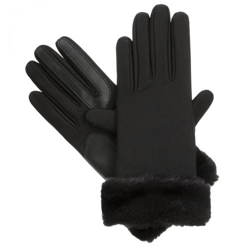  ISOTONER Womens SIGNATURE FUR CUFF SPANDEX SMARTOUCH TECH GLOVES Black Small-Med