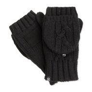 ISOTONER Isotoner Signature Chunky Solid Flip-Top Mittens in Black, One Size