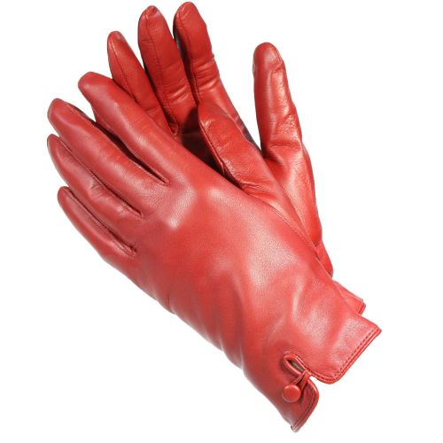  ISOTONER Isotoner A68423 Womens Lamb Leather Gloves Red