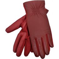 ISOTONER Isotoner Womens #40173 Gathered Stretch Leather SmarTouch Gloves Red Size M/L