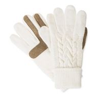 ISOTONER Isotoner Signature Solid Triple Cable Knit Palm SmarTouch Tech Gloves, Ivory, One Size