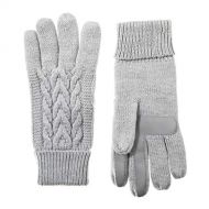 ISOTONER Isotoner Womens Cable Knit Touchscreen Gloves with Warm Fleece Lining, Heather Grey, 1SZ