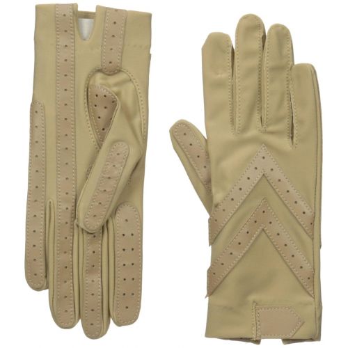  ISOTONER Isotoner Womens Spandex Shortie Gloves with Leather Palm Strips, Camel, X-Large