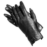 ISOTONER Isotoner A68423PAT Womens Lamb Leather Gloves Black Perforated