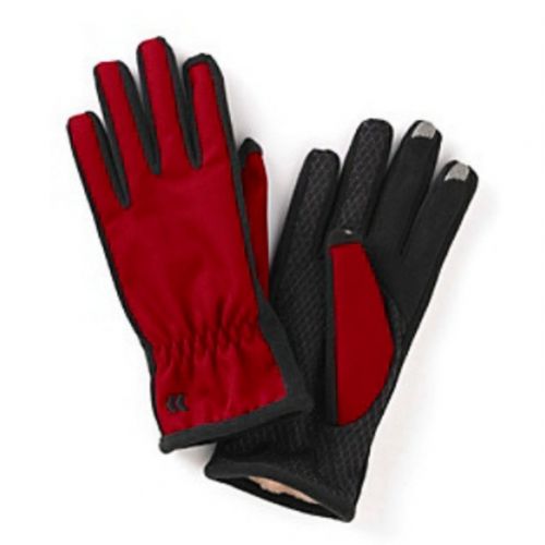  ISOTONER Isotoner Smart Touch 2.0 Womens Red Matrix Tech & Text Gloves Ultraplush MedLg