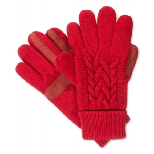  ISOTONER Isotoner Signature Solid Triple Cable Knit Palm SmarTouch Tech Gloves in Red, One Size
