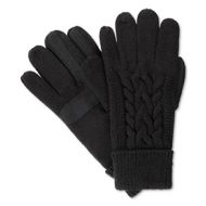 ISOTONER Isotoner Signature Solid Triple Cable Knit Palm SmarTouch Tech Gloves, One Size Black