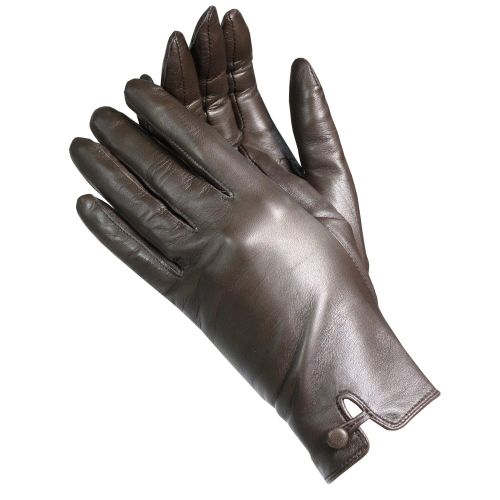  ISOTONER Isotoner A68423 Womens Silk Lined Lamb Leather Gloves Brown