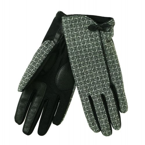  ISOTONER Isotoner Womens SmarTouch Stretch Basket Weave Bow Gloves - Black - ML