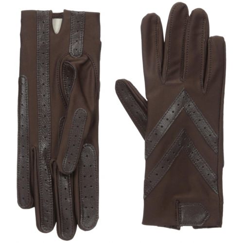  ISOTONER isotoner Women’s Spandex Stretch Shortie Cold Weather Gloves with Leather Palms and Chevron Details