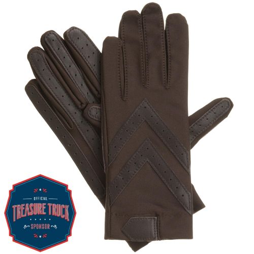  ISOTONER isotoner Women’s Spandex Stretch Shortie Cold Weather Gloves with Leather Palms and Chevron Details