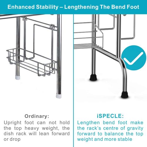  [아마존 핫딜] [아마존핫딜]ISPECLE Over the Sink Dish Drying Rack, iSPECLE Large Premium 201 Stainless Steel Dish Rack with Utensil Holder Hooks for Kitchen Counter Non-slip