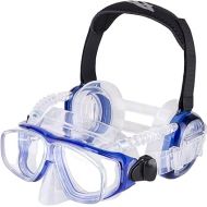 IST ProEar Dive Mask with Ear Covers, Scuba Diving Pressure Equalization Gear, Tempered Glass Twin Lens (Blue)