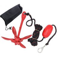 ISURE Marine Kayak Anchor Kits Portable Folding Anchor Buoy Kit Canoe Kayak Raft Boat Sailboat Fishing 3.5 lbs Marine Rope Complete Folding Grapnel Anchor Kit for Small Boats, Kaya