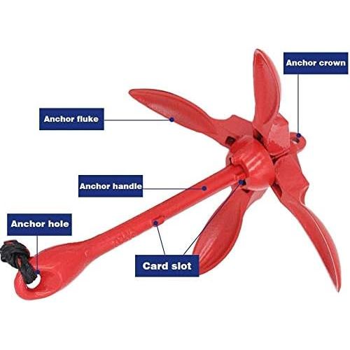  ISURE Marine Kayak Anchor Kits Portable Folding Anchor Buoy Kit Canoe Kayak Raft Boat Sailboat Fishing 3.5 lbs Marine Rope Complete Folding Grapnel Anchor Kit for Small Boats, Kaya