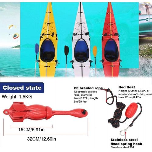  ISURE Marine Kayak Anchor Kits Portable Folding Anchor Buoy Kit Canoe Kayak Raft Boat Sailboat Fishing 3.5 lbs Marine Rope Complete Folding Grapnel Anchor Kit for Small Boats, Kaya