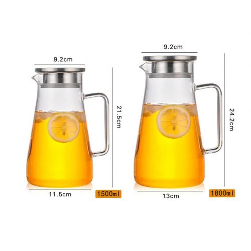  IShine iShine 1800 ML Karaffe mit Edelstahldeckel Teekanne Glas Hitzebestandig Wasserkrug 1.5L/1.8L