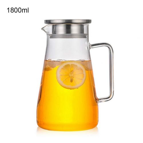  IShine iShine 1800 ML Karaffe mit Edelstahldeckel Teekanne Glas Hitzebestandig Wasserkrug 1.5L/1.8L