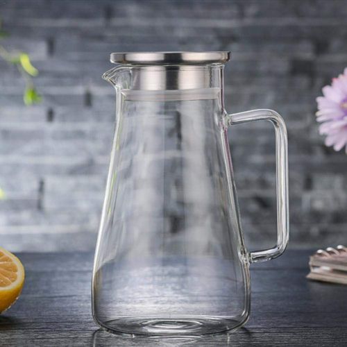  IShine iShine 1800 ML Karaffe mit Edelstahldeckel Teekanne Glas Hitzebestandig Wasserkrug 1.5L/1.8L