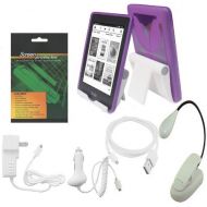 [아마존베스트]IShoppingdeals iShoppingdeals - Purple TPU Rubber Cover Case w/Screen Protector Reading Book Light View Stand Holder Charger Cable Bundle for Amazon Kindle Paperwhite 6 INCH