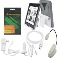 [아마존베스트]IShoppingdeals iShoppingdeals - for Amazon Kindle Paperwhite TPU Rubber Cover Case Smoke + Car Wall/Home AC Charger + USB Data Sync Cable + Multi Angle View Stand + Reading Book Light + Anti Glar