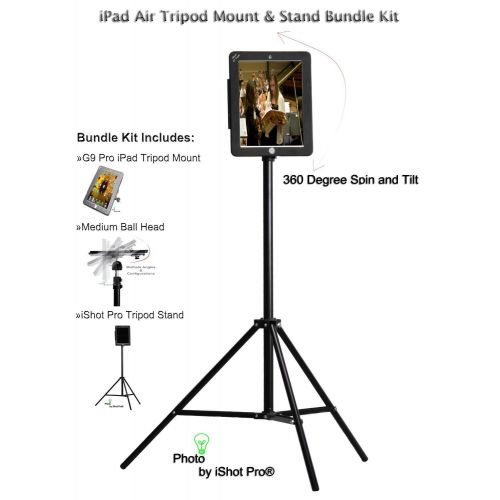  IShot Pro G9 Pro New iPad Air 1 Tripod Mount Metal Case and Stand Bundle Kit by iShot Pro Mounts USA - Adapter - Holder - Bracket - iPad Air 1 CaseAll Metal Custom iPad Air 1 Frame - Bundle