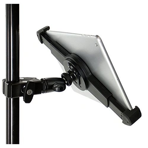  IShot Pro iShot G10 Pro iPad Universal Tablet Tripod Monopod Mic Music Stand Mount + HD Metal Pipe Pole Bar Clamp 14-20 Connector for Displays, Musicians, Videos and More - Compatible with