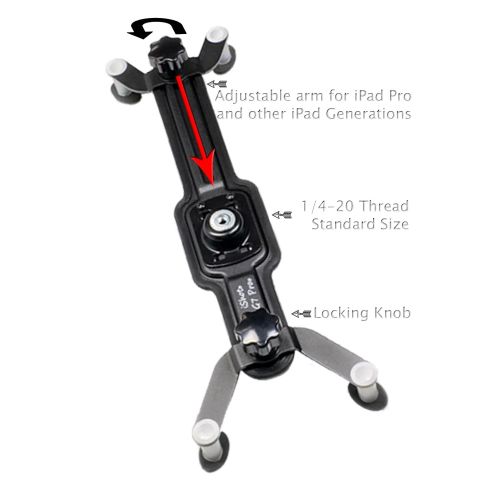  IShot Pro iShot G7 Pro iPad Pro 12.9 Tripod Mount Works with Most Cases - Securely Mount Your Apple iPad Pro to Any 14 inch Thread Standard Camera Tripod Head, Monopod, Mic Stand or Music S
