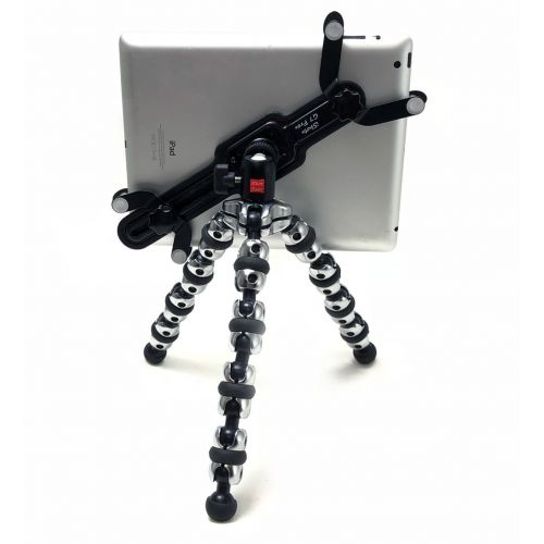  IShot Pro iShot G7 Pro Metal iPad Universal Tablet Tripod Mount Holder Adapter + 360° Swivel Ball Head + TigerPOD Flexible Tripod Stand Kit, Works with Cases up to 1 Thick, Compatible with i