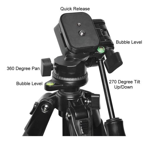  ISnapPhoto Sturdy Heavy Duty 80 tripod for : Olympus VG-110 CameraTripod - 360 Degree Pan, Tilt + Quick Release, Vertical Leg Adjustments, (2) Bubble Level Indicators + Durable Carry Case