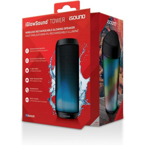  ISound iSound - iGlowSound Tower - Wireless, Rechargeable, Water Proof Speaker, with Built-in LED Light Show and Huge True Stereo Sound Plus - NFC Compatible for Quick Pairing