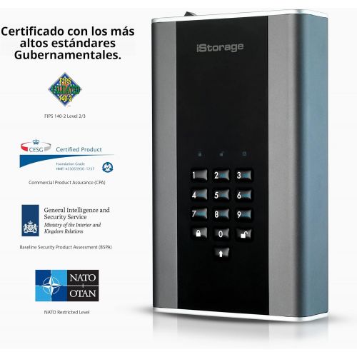  iStorage diskAshur DT2 256-bit 8TB USB 3.1 FIPS Level 3 Certified, Secure encrypted Desktop Hard Drive IS-DT2-256-8000-C-X