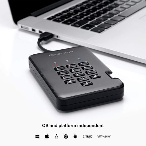  iStorage diskAshur PRO2 HDD 2TB Secure portable hard drive FIPS Level 3 certified - password protected, dust and water resistant, portable, military grade hardware encryption.IS-DA