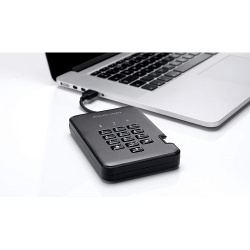  iStorage diskAshur PRO2 HDD 2TB Secure portable hard drive FIPS Level 2 certified - password protected, dust and water resistant, portable, military grade hardware encryption. IS-D