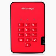 iStorage diskAshur2 HDD 1TB Red - Secure portable hard drive - Password protected, dust and water resistant, portable, military grade hardware encryption USB 3.1 IS-DA2-256-1000-R