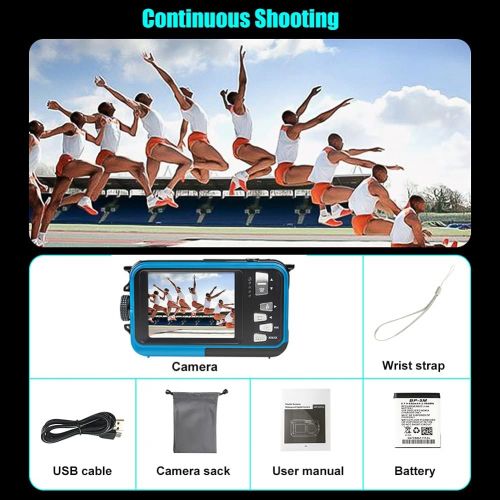  [아마존베스트]ISunFun Underwater Camera, Underwater Camera Full HD 2.7K 48MP Camera Waterproof with Two Screens, 16x Digital Zoom and Self-Timer