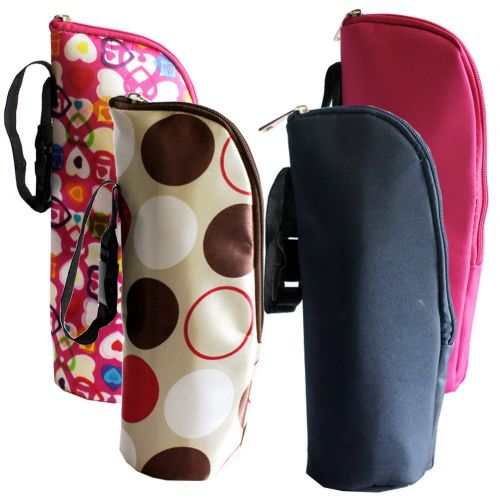  [아마존베스트]ISuperb iSuperb 2 Pack Baby Bottle Tote Bags Nursing Bottle Cooler Warmer Insulated Bag for Travel Stroller 3.1x3.1x9.5inch (Pure Color)
