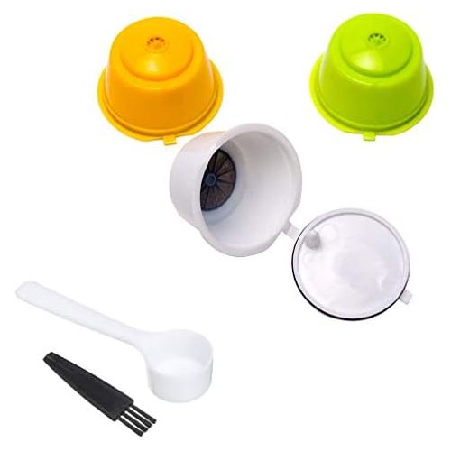  ISuperb iSuperb 3 pcs Dolce Gusto Kaffeekapsel Kompatibel mit Nespresso Original-Maschinen Wiederverwendbare Kaffeekapseln cafilas Kaffeekapselfuellung mit Buerste und Loeffel