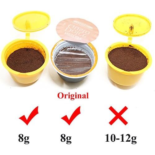  ISuperb iSuperb 3 pcs Dolce Gusto Kaffeekapsel Kompatibel mit Nespresso Original-Maschinen Wiederverwendbare Kaffeekapseln cafilas Kaffeekapselfuellung mit Buerste und Loeffel