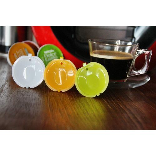  ISuperb iSuperb 3 pcs Dolce Gusto Kaffeekapsel Kompatibel mit Nespresso Original-Maschinen Wiederverwendbare Kaffeekapseln cafilas Kaffeekapselfuellung mit Buerste und Loeffel