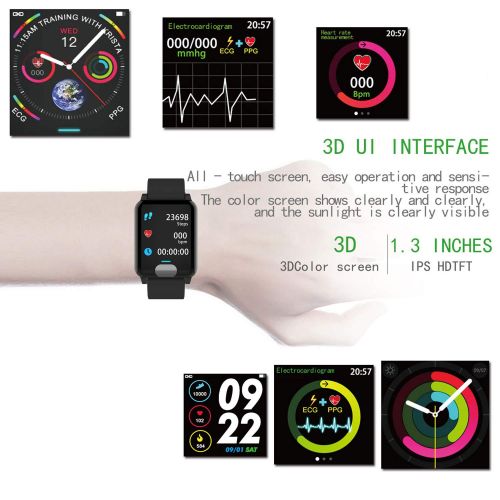  ISwim iSwim Fitness Tracker HR, Color Screen ECG PPG Smart Watch, IP67 Waterproof, Activity Tracker with Heart Rate Blood Pressure Calorie Pedometer Sleep Monitor Call/SMS Remind for Sma