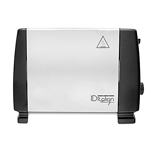  ITALIAN DESIGN Brot Toaster - Italian Design, 2 Toasts, 6 Heizstufen, mit herausnehmbarem Tablett und Edelstahl - 750W