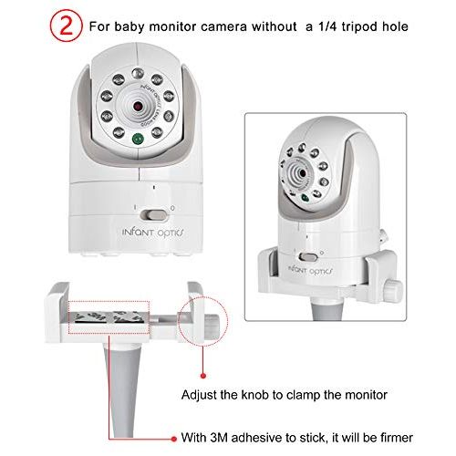  ITODOS Baby Monitor Mount Camera Shelf Compatible with Infant Optics DXR 8 & DXR-8 Pro and Most Other Baby Monitors,Universal Baby Camera Holder,Attaches to Crib Cot Shelves or Furniture