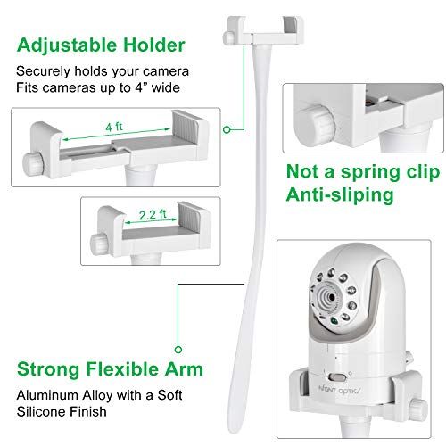  ITODOS Baby Monitor Mount Camera Shelf Compatible with Infant Optics DXR 8 & DXR-8 Pro and Most Other Baby Monitors,Universal Baby Camera Holder,Attaches to Crib Cot Shelves or Furniture