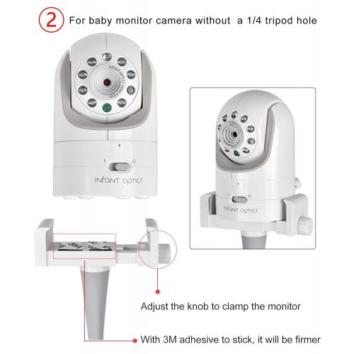  ITODOS Baby Monitor Mount Camera Shelf Compatible with Infant Optics DXR 8 & DXR-8 Pro and Most Other Baby Monitors,Universal Baby Camera Holder,Attaches to Crib Cot Shelves or Furniture