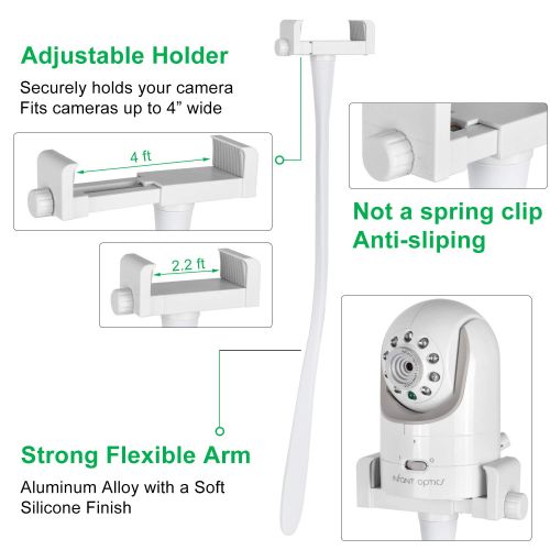  ITODOS Baby Monitor Mount Camera Shelf Compatible with Infant Optics DXR 8 & DXR-8 Pro and Most Other Baby Monitors,Universal Baby Camera Holder,Attaches to Crib Cot Shelves or Furniture