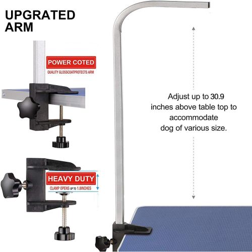  ITORI Pet Dog Grooming Table for Small Dog, Professional 32 Foldable Portable Drying Table with Adjustable Height Arm&Noose, Maximum Capacity Up to 220lbs(Mesh Tray)