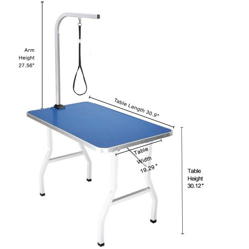  ITORI Pet Dog Grooming Table for Small Dog, Professional 32 Foldable Portable Drying Table with Adjustable Height Arm&Noose, Maximum Capacity Up to 220lbs(Mesh Tray)