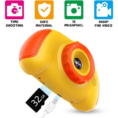  ITSHINY Kids Camera for Boys Girls - Upgrade Kids Selfie Camera, Birthday Gifts for Girls Age 3-9, HD Digital Video Cameras for Toddler, Portable Toy for 3 4 5 6 7 8 Year Old Girl with 32G