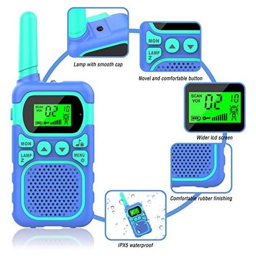  [아마존베스트]ITSHINY Kids Walkie Talkies with 22 Channels & 3 Mile Range for Outdoor Hiking Camping Children Toy Gifts for 3-12 Year Old Boys Girls -Blue